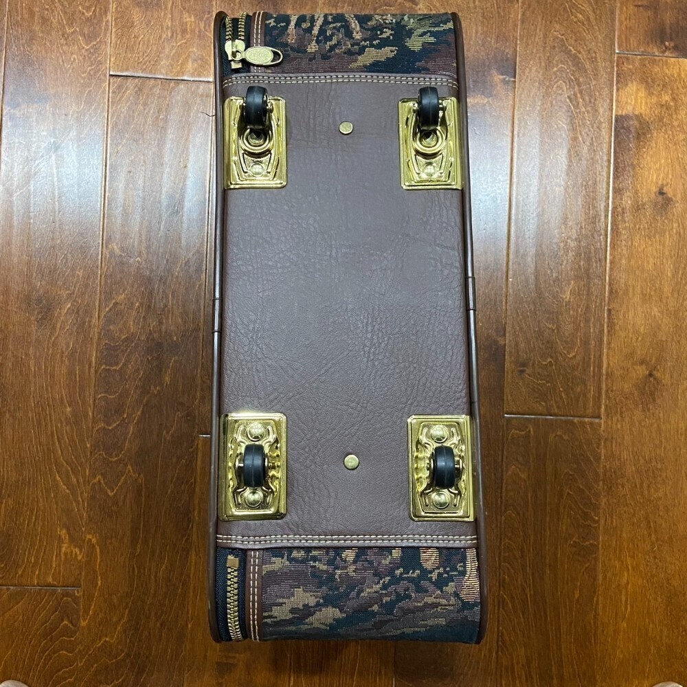 Capezio Collection VTG Fox Hunt Brown Leather Tapestry Travel Luggage Set - Picture 6 of 16